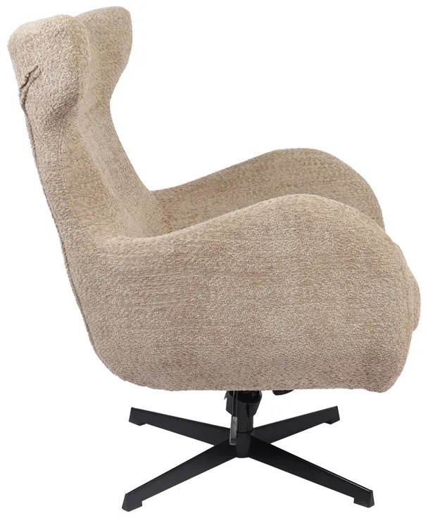 Πολυθρόνα Zefrina pakoworld περιστρεφόμενη μπεζ ύφασμα με βάση σε μαύρη απόχρωση 77x82x100-107εκ