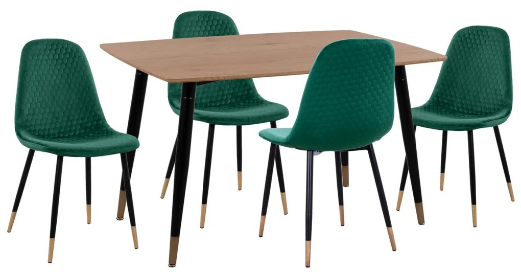 Σετ τραπεζαρίας ALIZA C11196.03 5 τμχ. από MDF TOP - Βελούδο Κυπαρισσί & Μέταλλο Μαύρο 120x80x74 εκ.