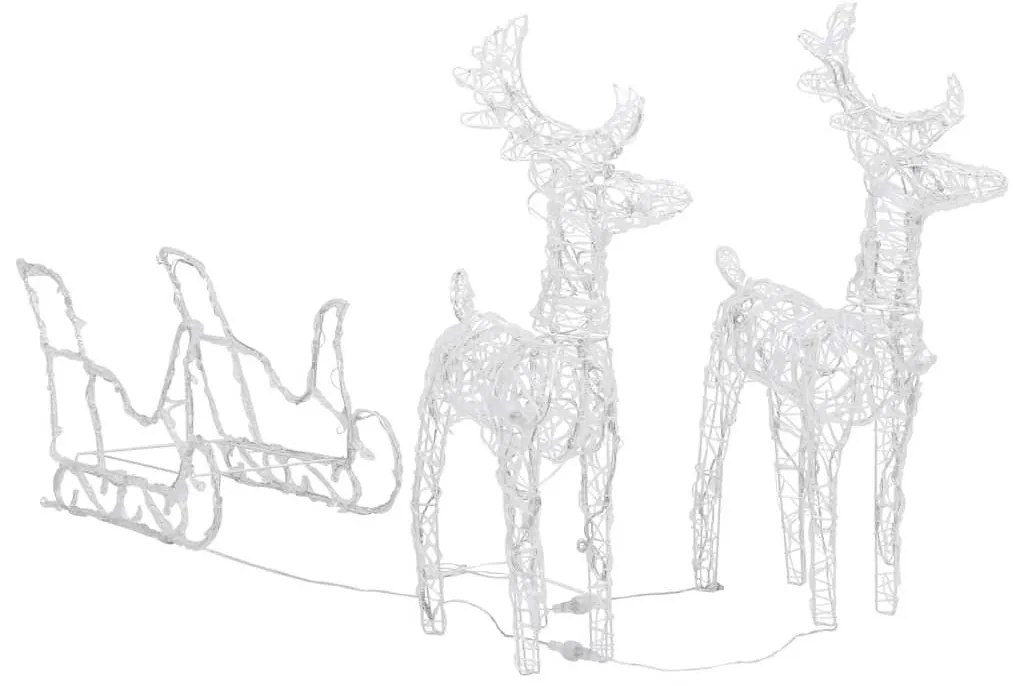 vidaXL Τάρανδοι Χριστουγεννιάτικοι με Έλκηθρο 160 LED 130 εκ. Ακρυλικό