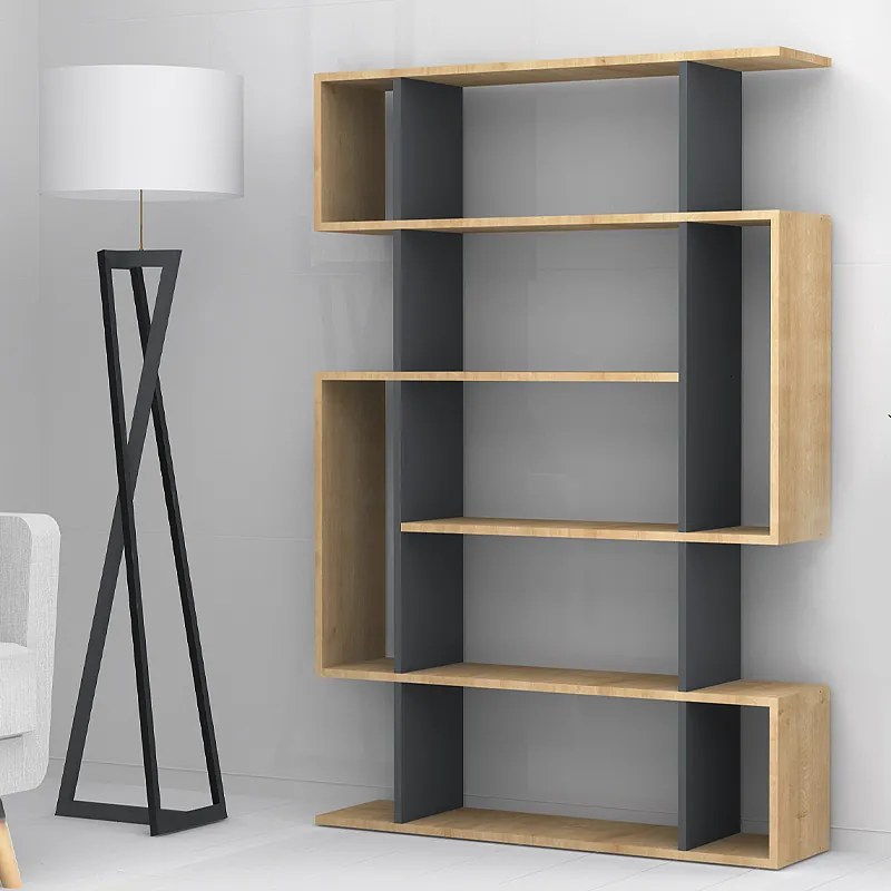 Βιβλιοθήκη Clint Megapap χρώμα sonoma - ανθρακί 108x25x161εκ.-GP028-0077,1