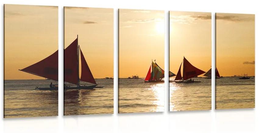 Εικόνα 5 μερών όμορφο ηλιοβασίλεμα στη θάλασσα - 100x50