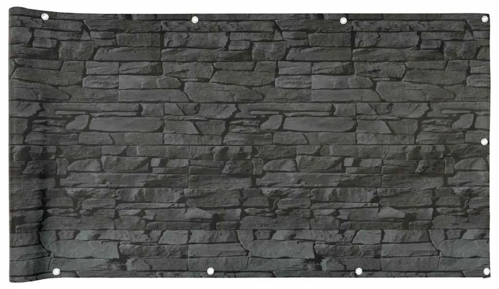 vidaXL Περίφραξη Μπαλκονιού Σχέδιο Ledge Stone Γκρι 600x90 εκ. PVC