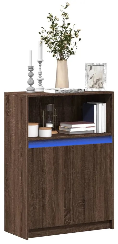 vidaXL Ντουλάπι με Φώτα LED Καφέ Δρυς 72x34x100 εκ. Επεξεργασμένο Ξύλο