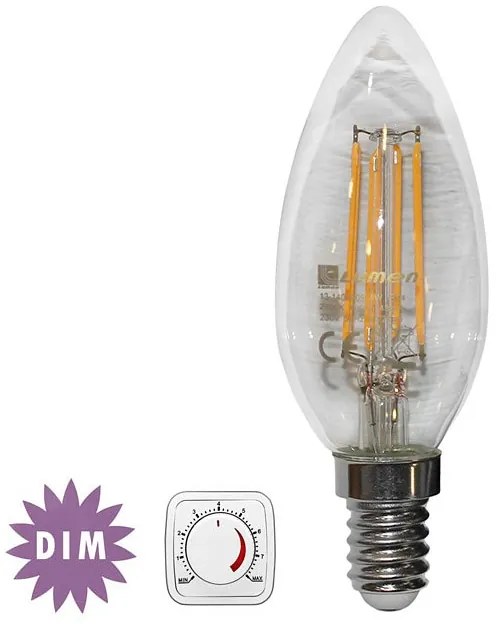 Adeleq Led Λάμπα Cog Κεράκι Διάφανο Ε14 4W Ντιμαριζόμενο Ψυχρό 13-140409