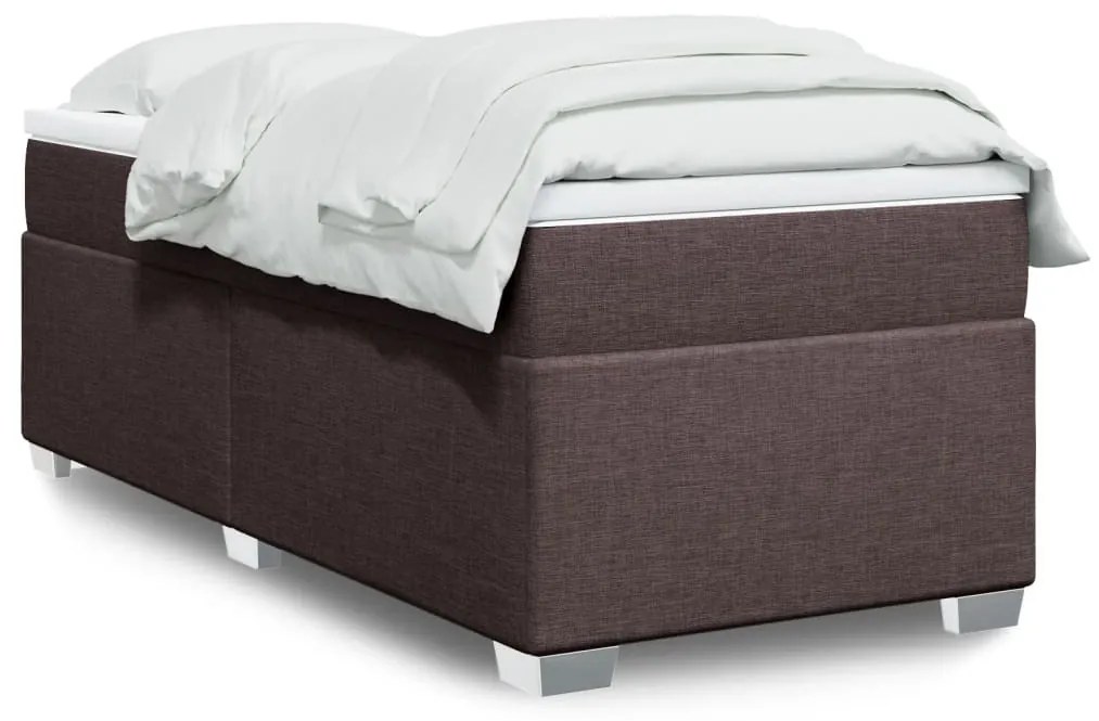 vidaXL Κρεβάτι Boxspring με Στρώμα Σκούρο Καφέ 90x190 εκ. Υφασμάτινο