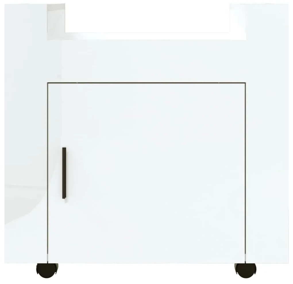 vidaXL Τρόλεϊ Γραφείου Γυαλ. Λευκό 60x45x60 εκ. από Επεξεργασμένο Ξύλο