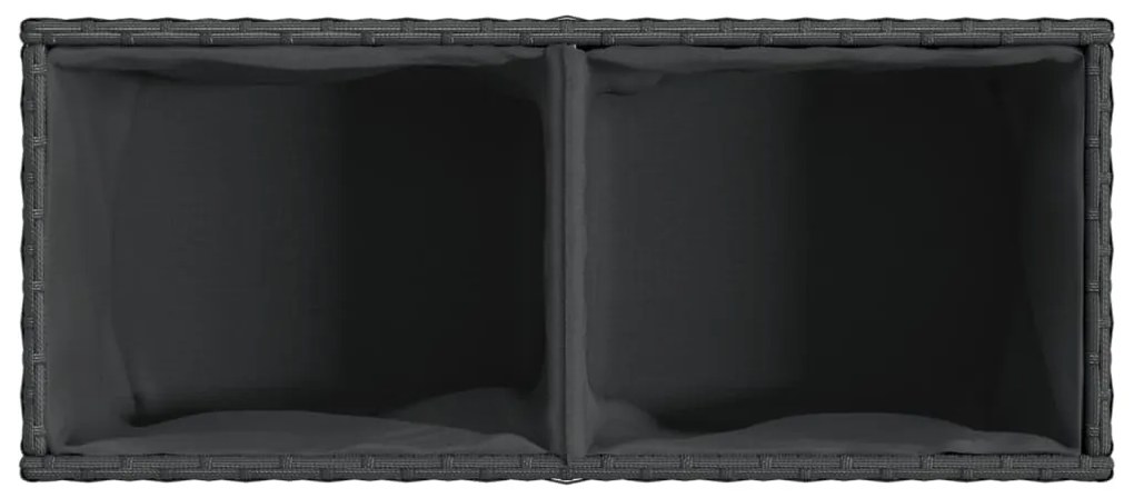 Ζαρντινιέρα Κήπου Μαύρη 72x30x32 εκ. Συνθ. Ρατάν με 2 Γλάστρες 366422