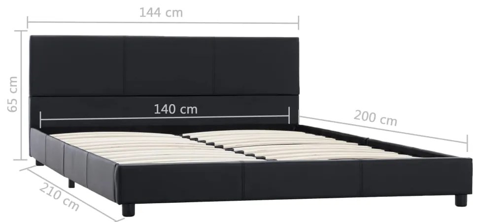vidaXL Πλαίσιο Κρεβατιού Μαύρο 140 x 200 εκ. από Συνθετικό Δέρμα