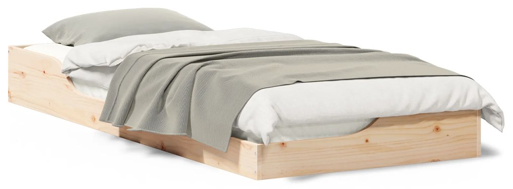 vidaXL Κρεβάτι δαπέδου Καφέ 80 x 210 cm Μασίφ ξύλο πεύκου