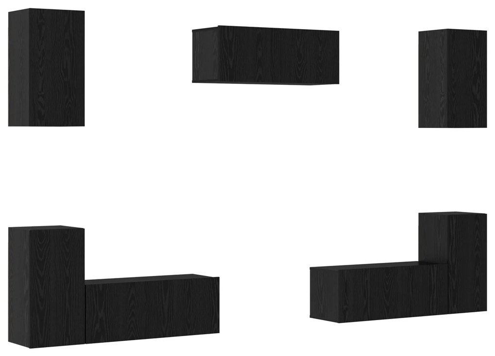 vidaXL Σετ επίπλου τηλεόρασης 7 pcs Μαύρη δρυς Επεξεργασμένο ξύλο