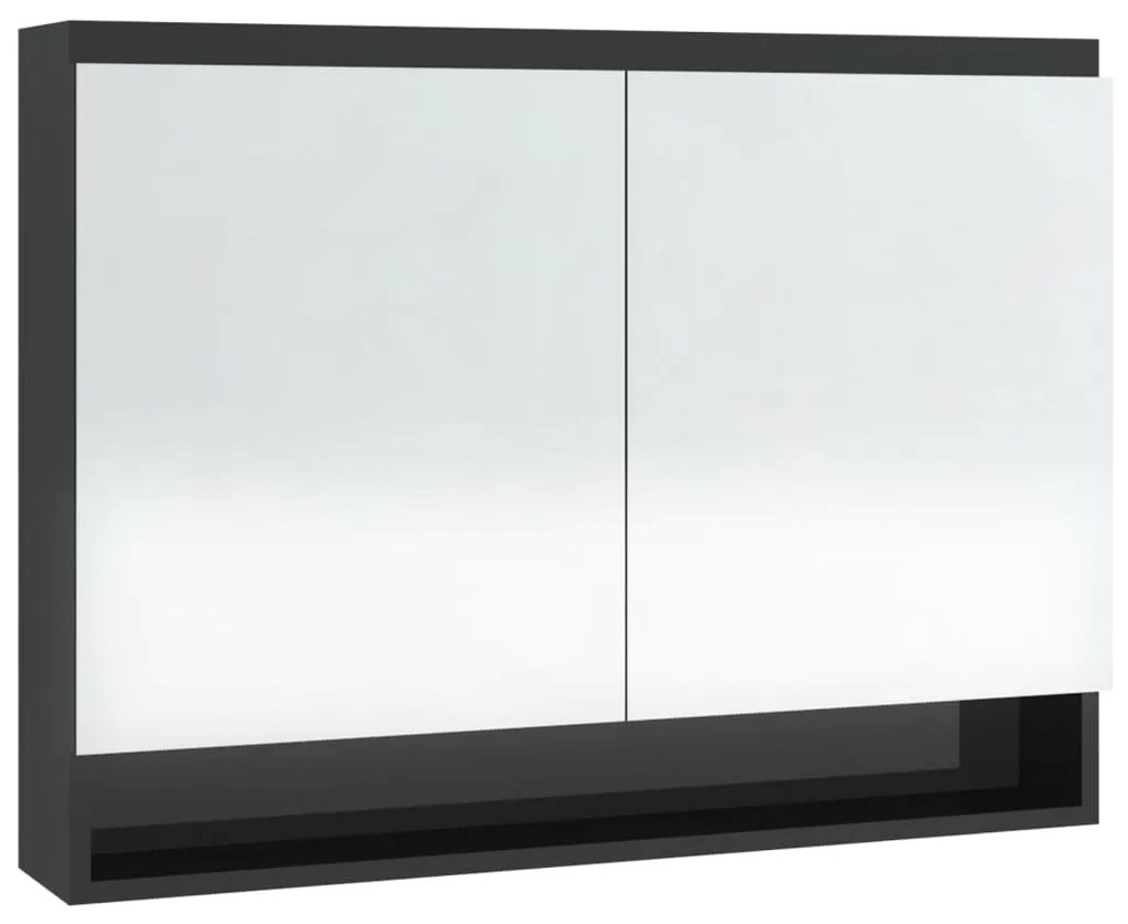 vidaXL Ντουλάπι Μπάνιου με Καθρέφτη 80x15x60 εκ. Λαμπερό Μαύρο από MDF