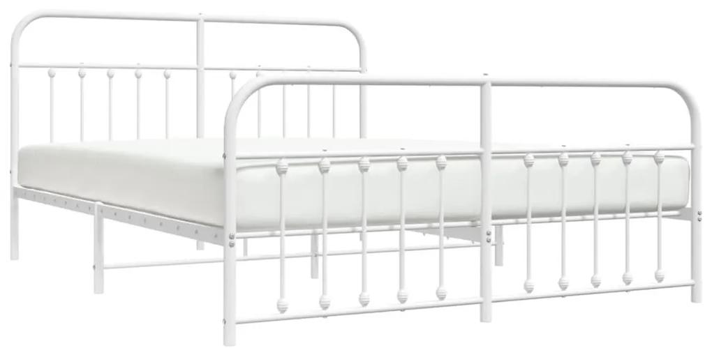 Πλαίσιο Κρεβατιού με Κεφαλάρι&amp;Ποδαρικό Λευκό 160x200εκ. Μέταλλο - Λευκό