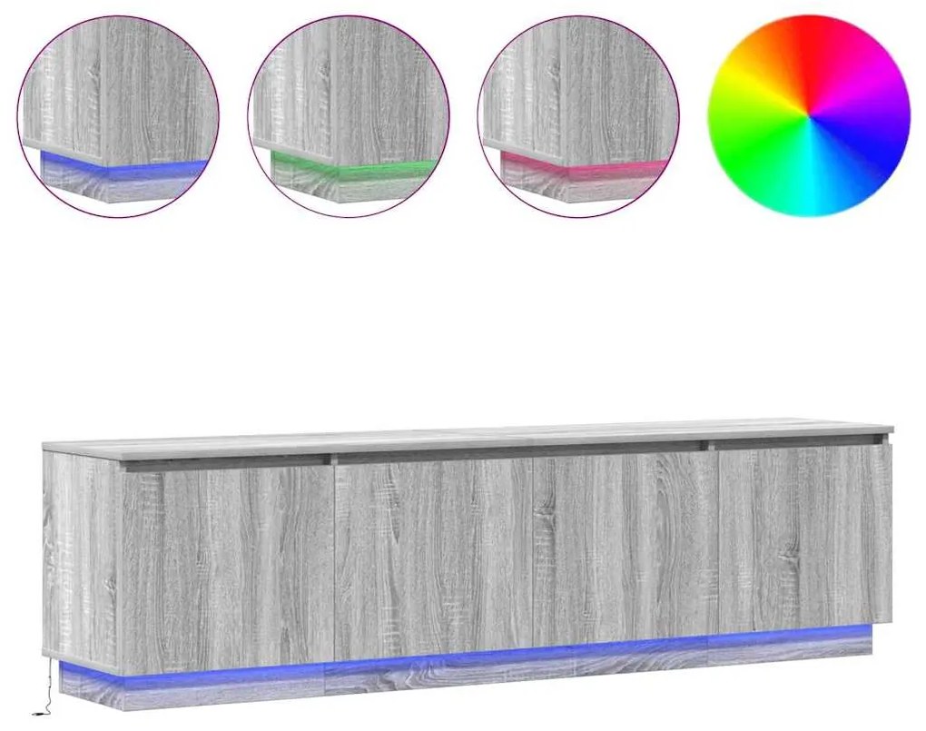 vidaXL Βιτρίνα τηλεόρασης με LED Γκρι sonoma 180 x 38 x 49 εκ