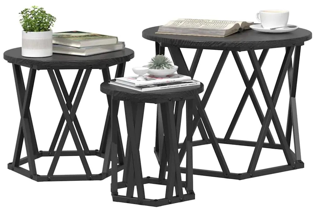 vidaXL Κομοδίνο Μονάδας 3 pcs Μαύρη δρυς 53 x 53 x 40 cm