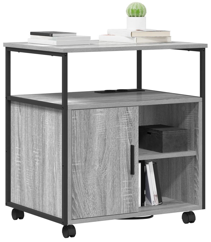 vidaXL Γραφείο Ντουλάπι με τροχούς Γκρι sonoma 60 x 46 x 67 εκ.