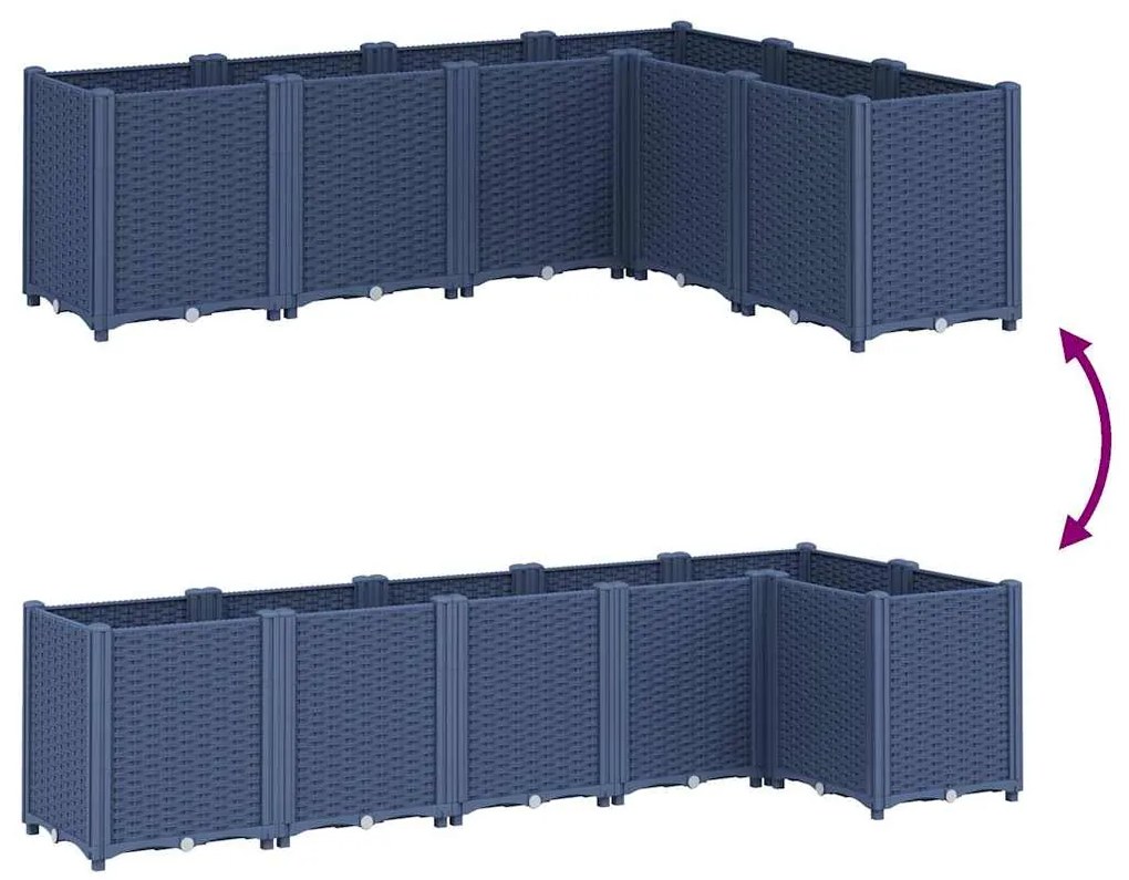 vidaXL Ζαρντινιέρα Κήπου Μπλε Γκρι 160x120x53 εκ. Πολυπροπυλένιο