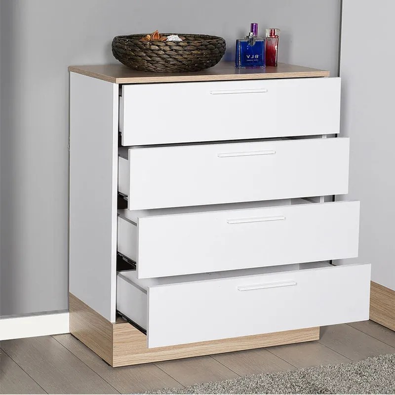 Συρταριέρα Pelita pakoworld σε λευκή-oak απόχρωση 72x40x88εκ (1 τεμάχια)