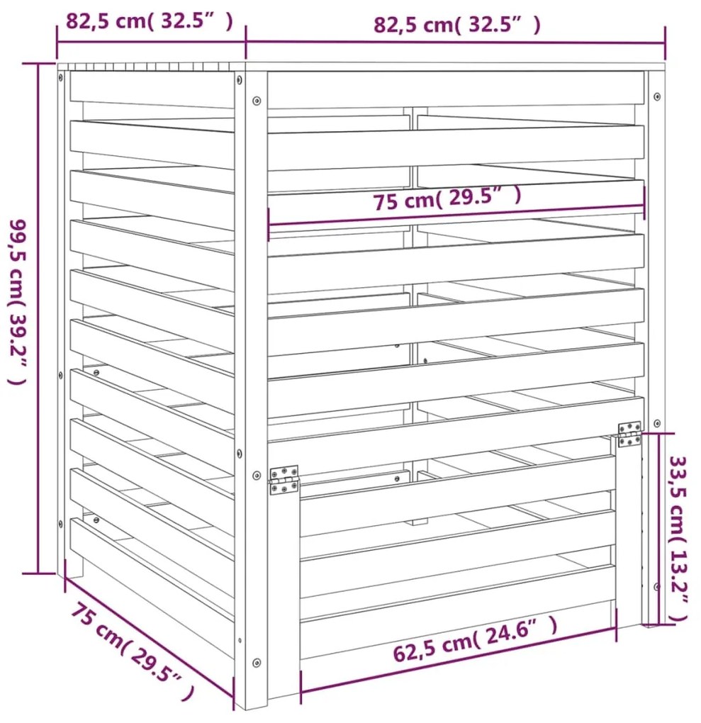 ΚΟΜΠΟΣΤΟΠΟΙΗΤΗΣ ΓΚΡΙ 82,5X82,5X99,5 ΕΚ. ΑΠΟ ΜΑΣΙΦ ΞΥΛΟ ΠΕΥΚΟΥ 823817