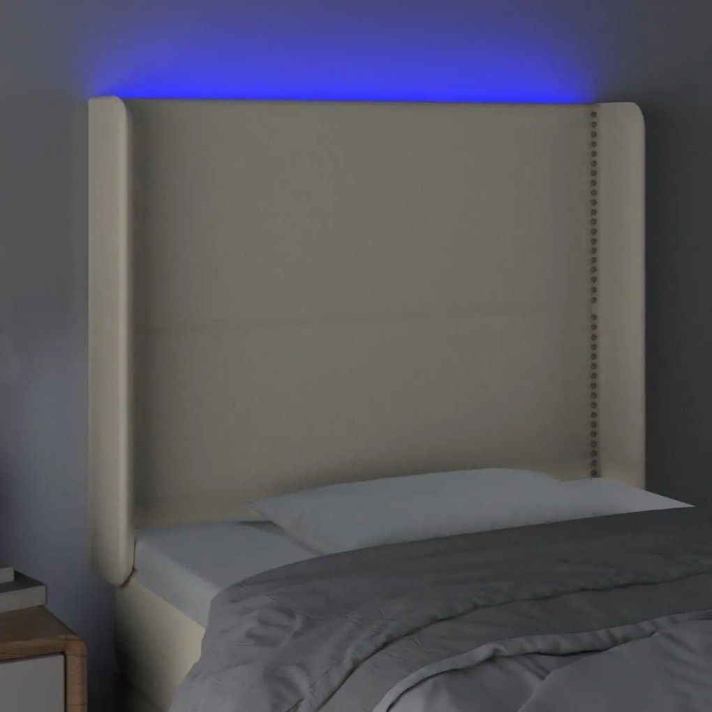 Κεφαλάρι Κρεβατιού LED Κρεμ 83x16x118/128εκ. Συνθετ. Δέρμα - Κρεμ