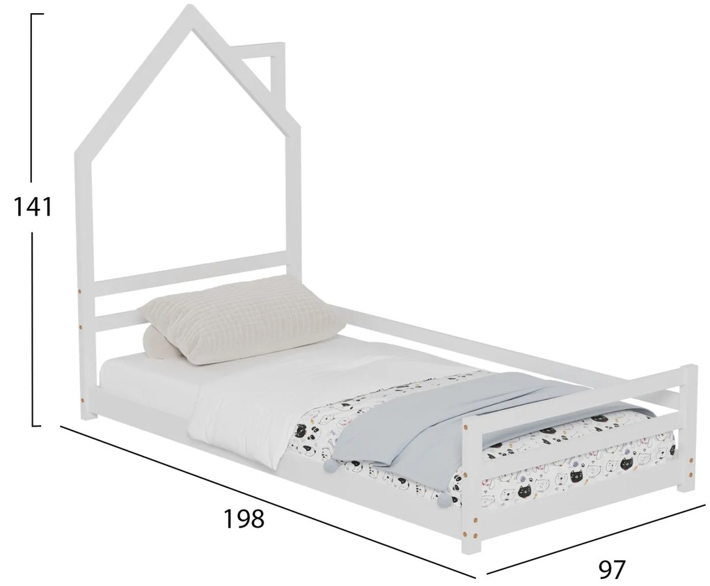 ΚΡΕΒΑΤΙ ΠΑΙΔΙΚΟ HOUSER HM676.03 τ.MONTESSORI ΞΥΛΟ ΠΕΥΚΟ ΛΕΥΚΟ- 190x90εκ