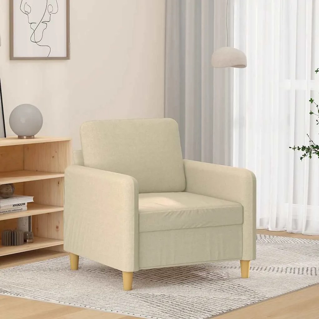 vidaXL Πολυθρόνα Κρεμ 60 εκ. Υφασμάτινη
