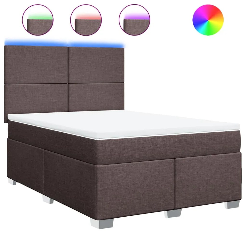 vidaXL Κρεβάτι Boxspring με Στρώμα Σκούρο Καφέ 160x200 εκ Υφασμάτινο