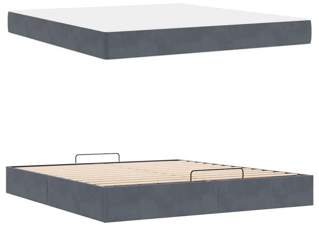 vidaXL Σκελετός Κρεβατιού Σκούρο γκρι 180 x 200 cm Βελούδο