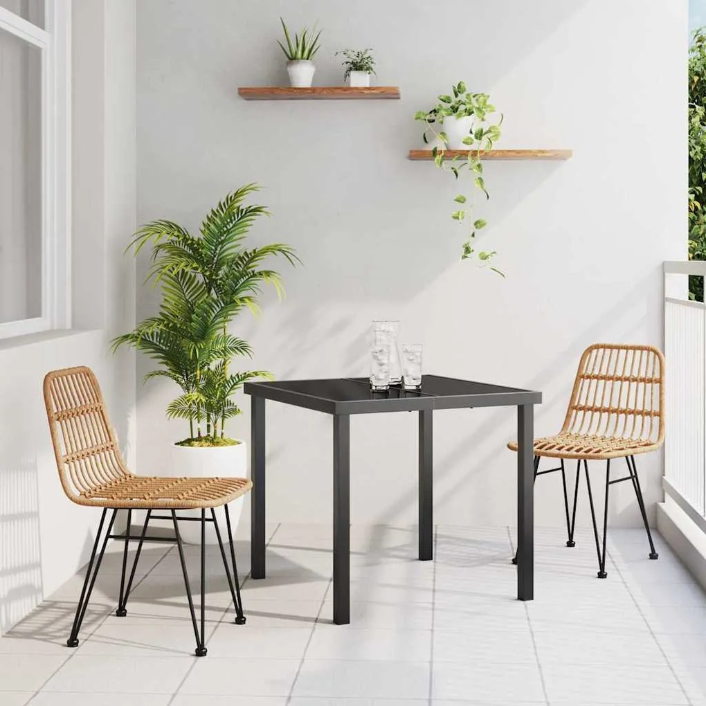 vidaXL Σέτ φαγητού για κήπο 3 pcs Καφέ Πολυ ράταν