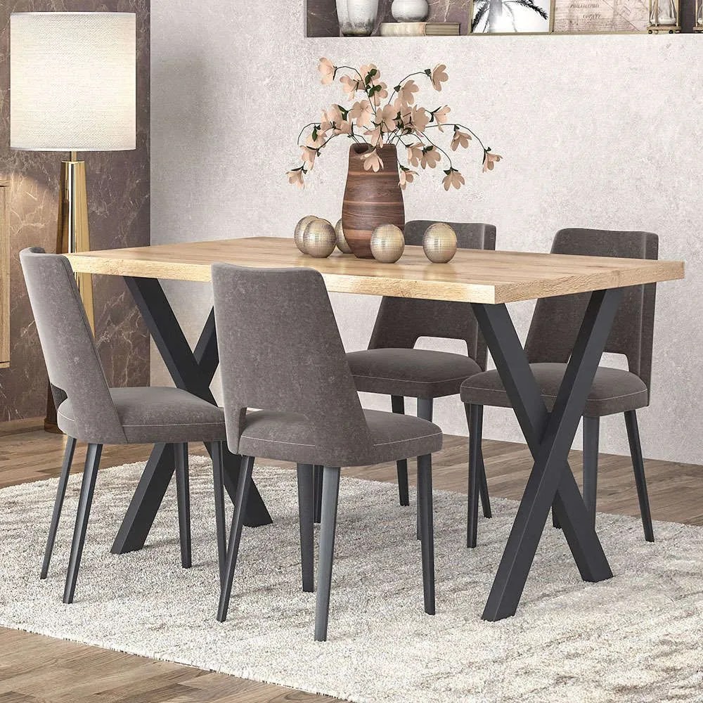 Τραπέζι Νο6 159x90x78cm Honey Melamine, Metal