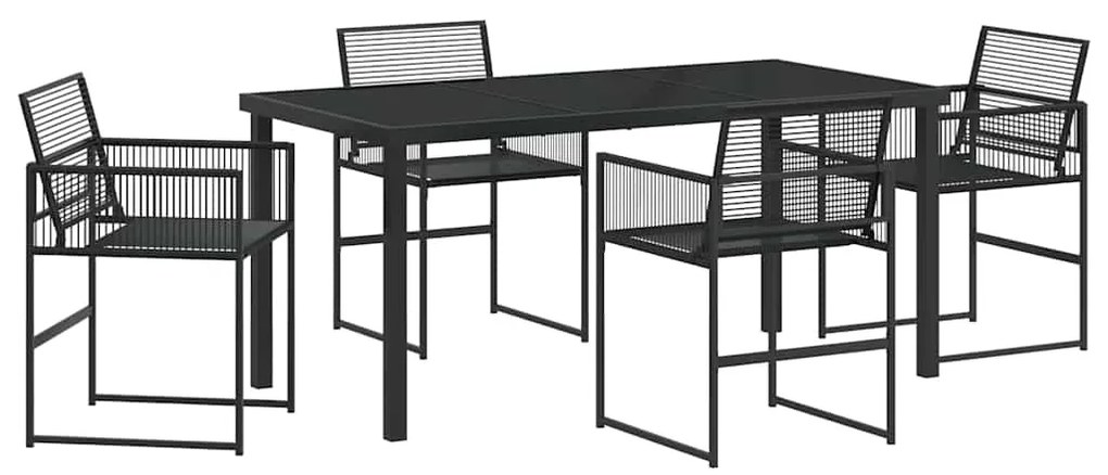 vidaXL Σέτ φαγητού για κήπο 5 pcs Μαύρο Χάλυβας με επίστρωση πούδρας