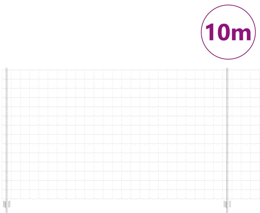 vidaXL Ευρωπαικό Φράχτη με 10 Πόδες Ασημί 1,4x10 μ Ατσάλι