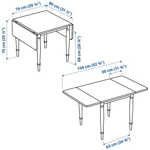 DANDERYD τραπέζι με πτυσσόμενα φύλλα, 74/134x80 cm 105.161.21