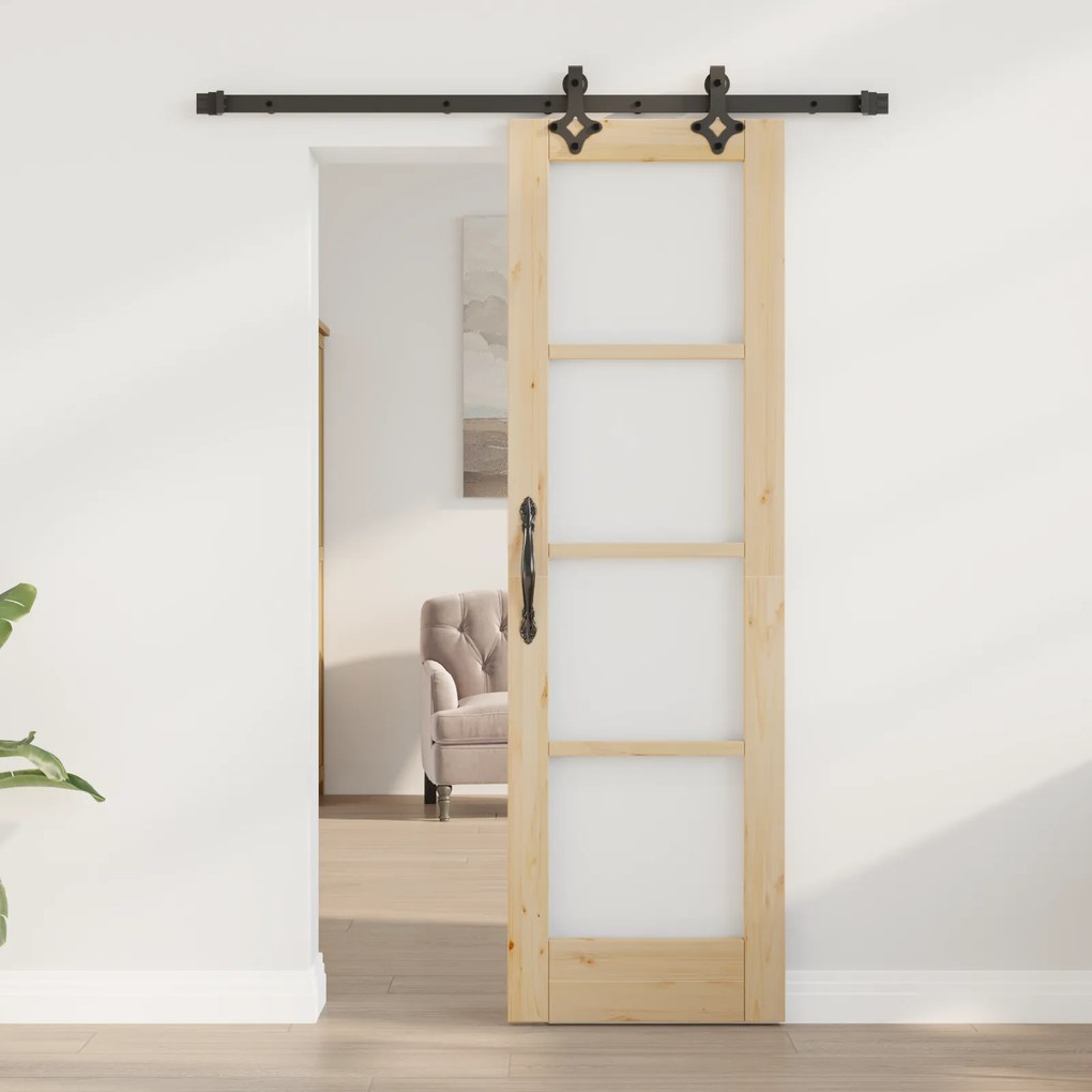 vidaXL Συρόμενη πόρτα  με σετ υλικών 61x198.5 εκ Στερεό ξύλο πεύκου
