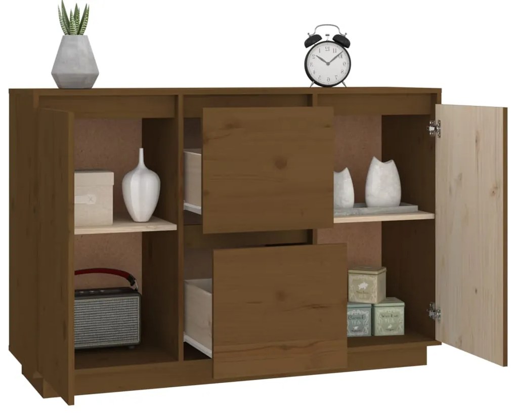 vidaXL Ντουλάπι Καφέ Μελί 111x34x75 εκ. από Μασίφ Ξύλο Πεύκου