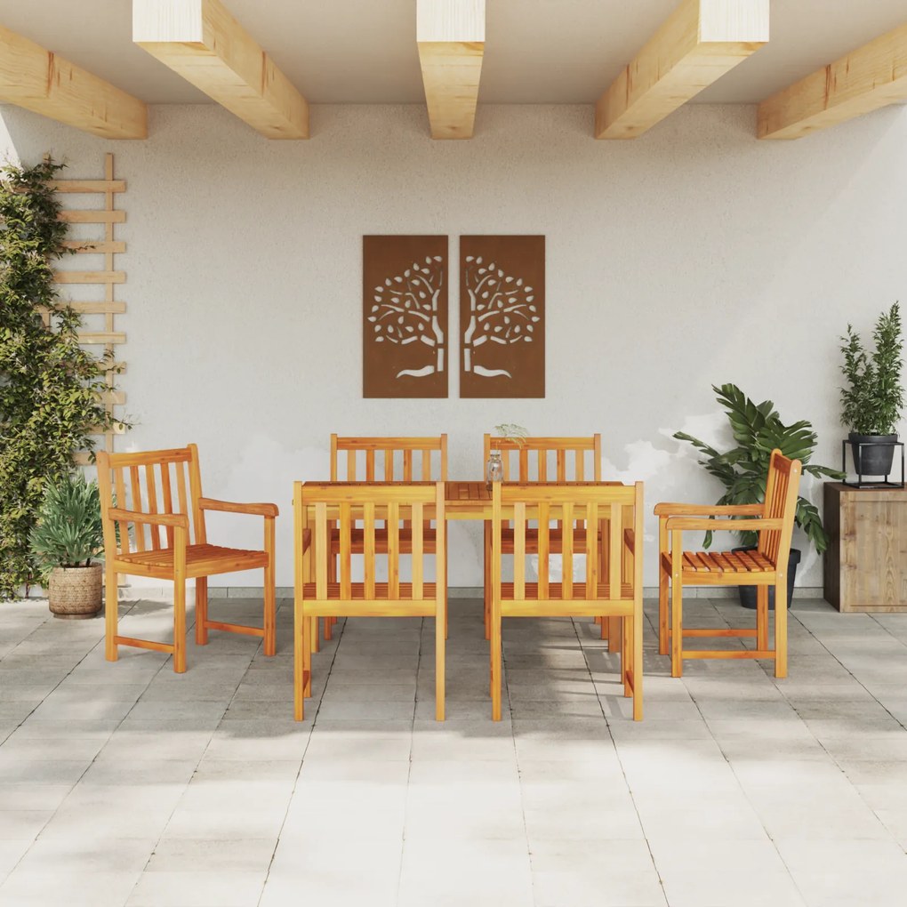 vidaXL Σετ Τραπεζιού Φαγητού 7 pcs Φυσικό ξύλο 180 x 90 x 75 cm