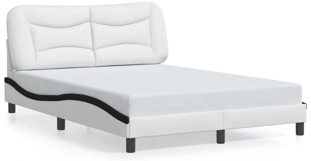 vidaXL Πλαίσιο κρεβατιού με LED χωρίς στρώμα Hvar Λευκό/Μαύρο 120x200εκ.