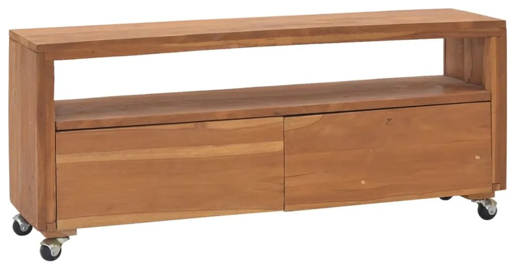 vidaXL Έπιπλο Τηλεόρασης με Ροδάκια 110x30x40 εκ. από Μασίφ Ξύλο Teak