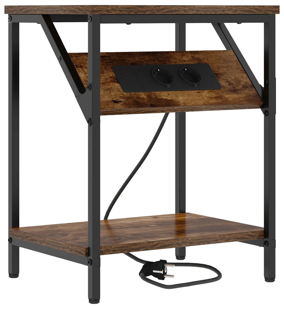 vidaXL Κομοδίνο Καπνιστή δρυς 38 x 30 x 48 εκ. Επεξεργασμένο ξύλο