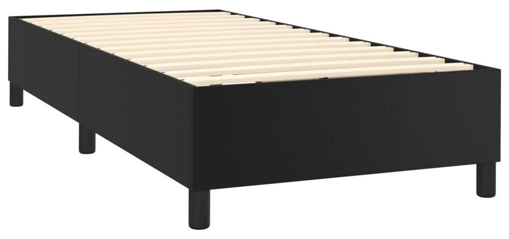 Κρεβάτι Boxspring με Στρώμα &amp; LED Μαύρο 100x200 εκ. Συνθ. Δέρμα - Μαύρο