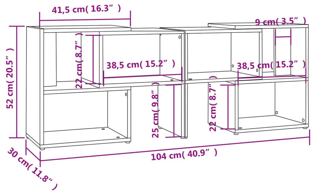 vidaXL Έπιπλο Τηλεόρασης Μαύρο 104 x 30 x 52 εκ. από Επεξ. Ξύλο