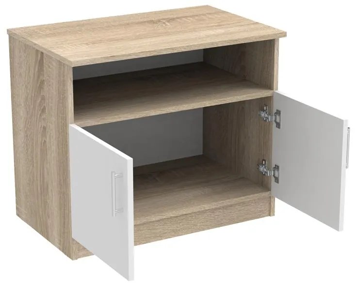 Κομοδίνο Galdow μελαμίνη σε sonoma-λευκή απόχρωση 80x45x60εκ 80x45x60 εκ.