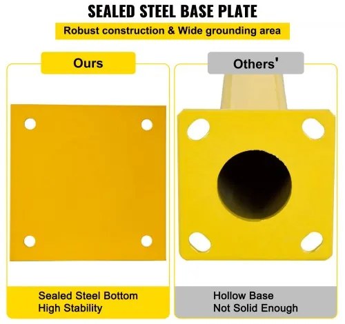 VEVOR Safety Bollard, 48 Inch Height Bollard Post, 4.5 Inch Diameter Steel Pipe Safety Bollard Post, Yellow Steel Bollard, Steel Safety Bollard with 8 Anchor Bolts, Perfect for Traffic-Sensitive Area