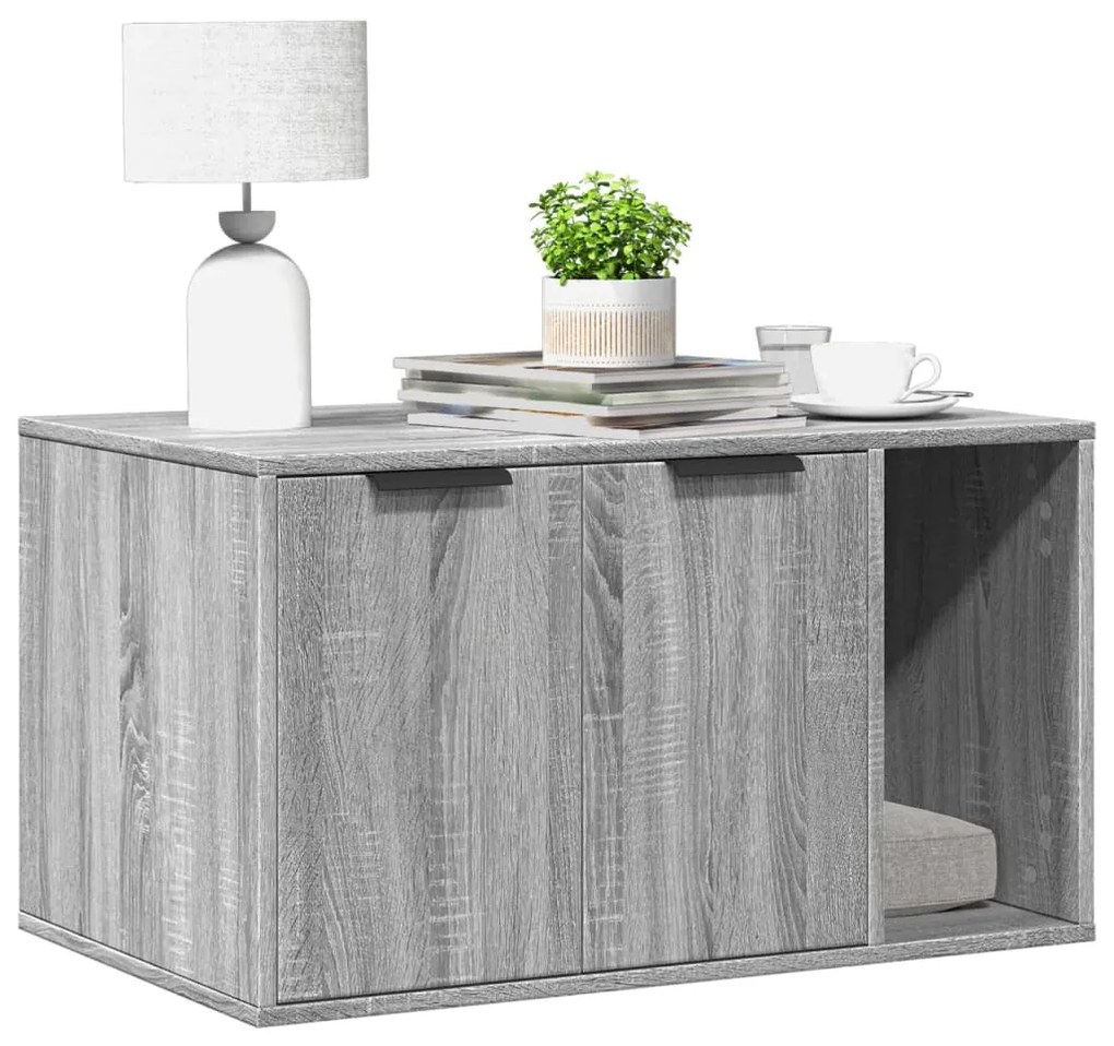 Τουαλέτα Γάτας Περίφραξη Γκρι Sonoma 80x50x45εκ Επεξεργασμ Ξύλο