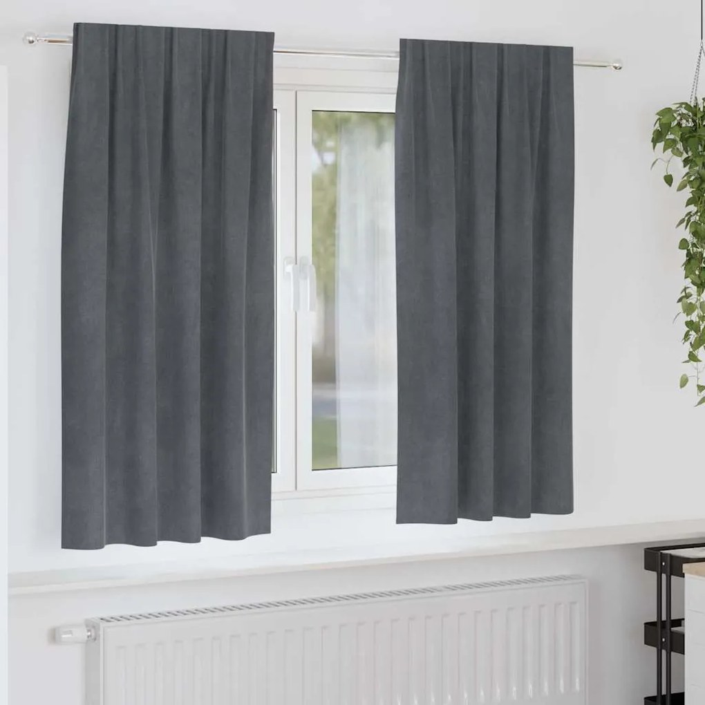 vidaXL Κουρτίνες με κουρτίνες 2 pcs Ανοιχτό γκρι 140 x 175 cm Βελούδο