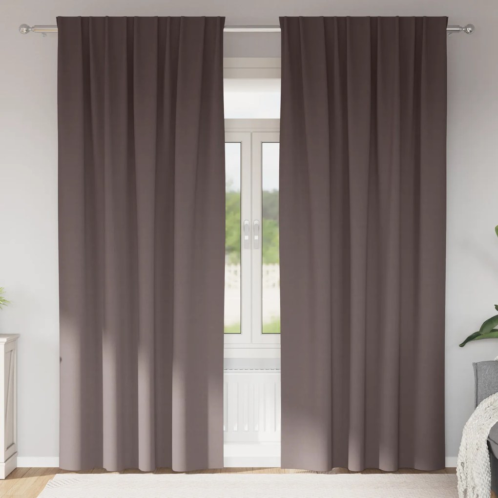 vidaXL Κουρτίνες συσκότισης με κουρτίνες 2 pcs Σκούρο καφέ Σκούρο καφέ
