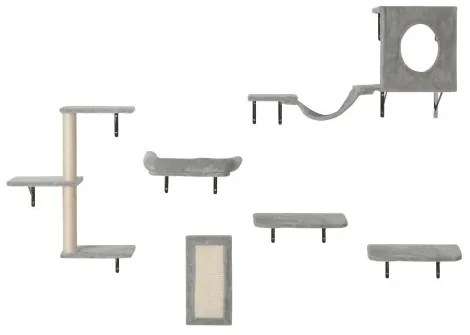 VEVOR Wall Mounted Cat Shelves Tree with Jump Boards Hammock Sofa Grip Set of 6