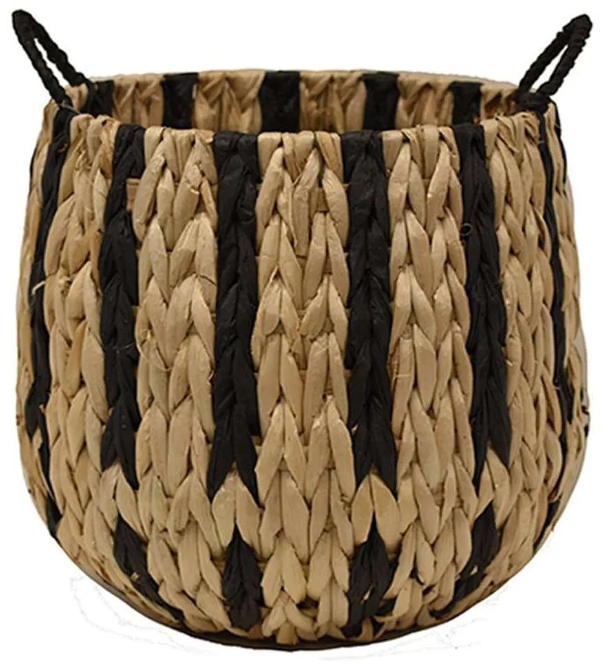 Καλάθι - Κασπώ Stripes 00.06.67470 25x27cm Ψάθινο Natural-Black Ψάθα