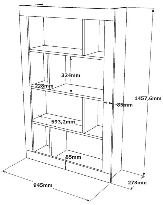 Βιβλιοθήκη Caring λευκό-sonoma 94.5x27x145.5εκ 94.5x27.3x145.8 εκ.