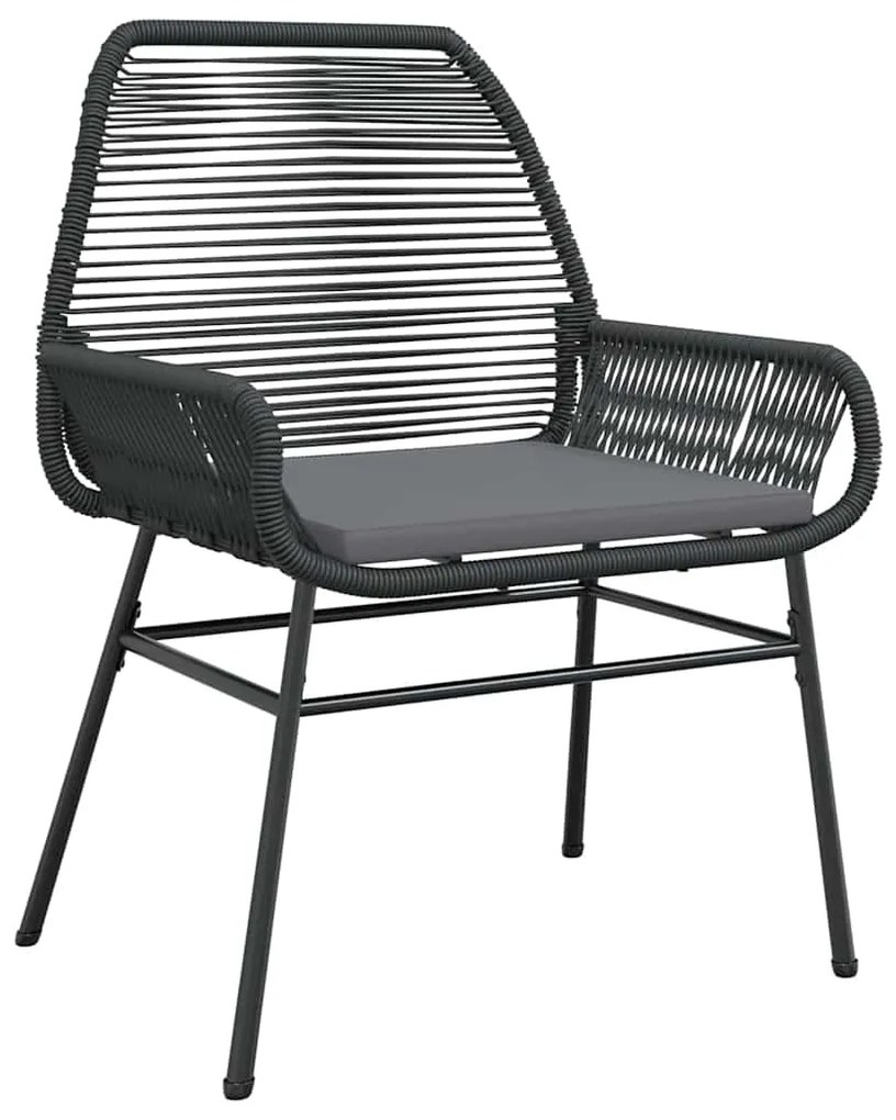 vidaXL Σέτ φαγητού για κήπο 3 pcs Μαύρο συνθετικό ρατάν