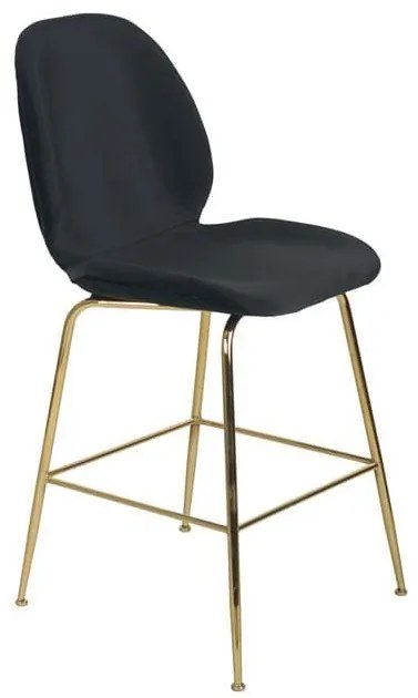 Σκαμπό Nora Μεσαίου Ύψους HM8524.04 Black &amp; Gold Σετ 2τμχ Velvet, Metal